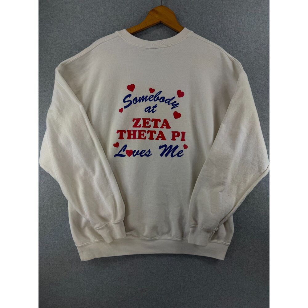 Zeta Theta Pi Mt Pleasant MI White Crewneck Sweatshirt XL Greek 3778